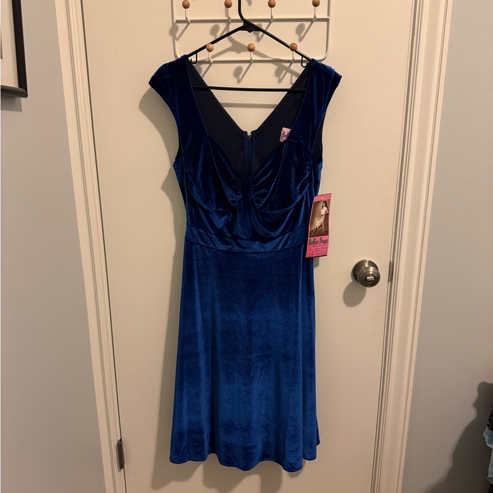 Bettie Page Royal Blue Velvet Dress Brand New With Tags
